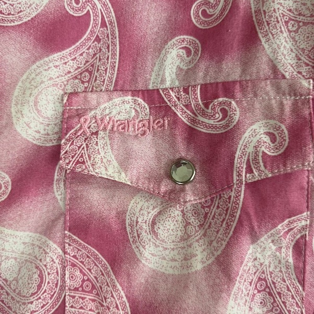 Wrangler Western Pink Paisley Diamond Snap Button Up Shirt Womens XL - Picture 6 of 9